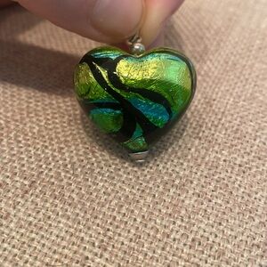 Venetian glass heart pendant, hand made NWOT